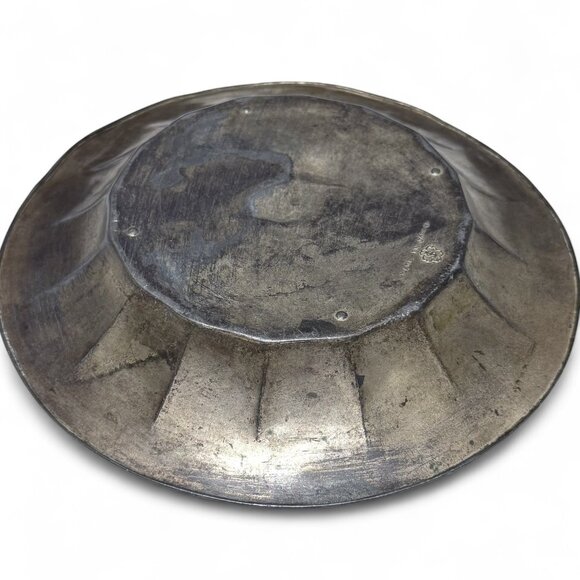 Vintage Japanese Embossed Metal Dish – 7” Floral Relief Plate – “Made in Japan” - Picture 6 of 9